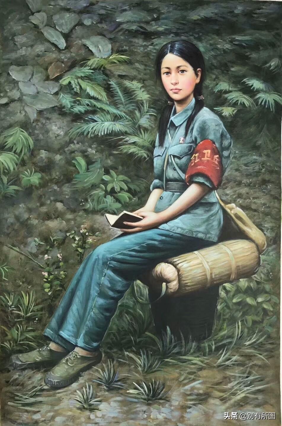 中国女兵油画图片，展现力量与柔美的艺术赞歌，中国女兵油画图片，力量与柔美的艺术展现